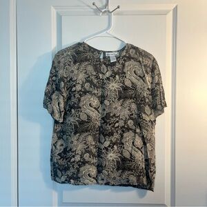 Anna Bolina VTG Anna and Frank Women Silk Blouse Abstract Floral Paisley sz S